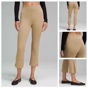 lululemon Ribbed Softstreme Zip-Leg High-Rise Crop Size 4 Tan